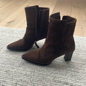 Brown Suede Ankle Boots EUC